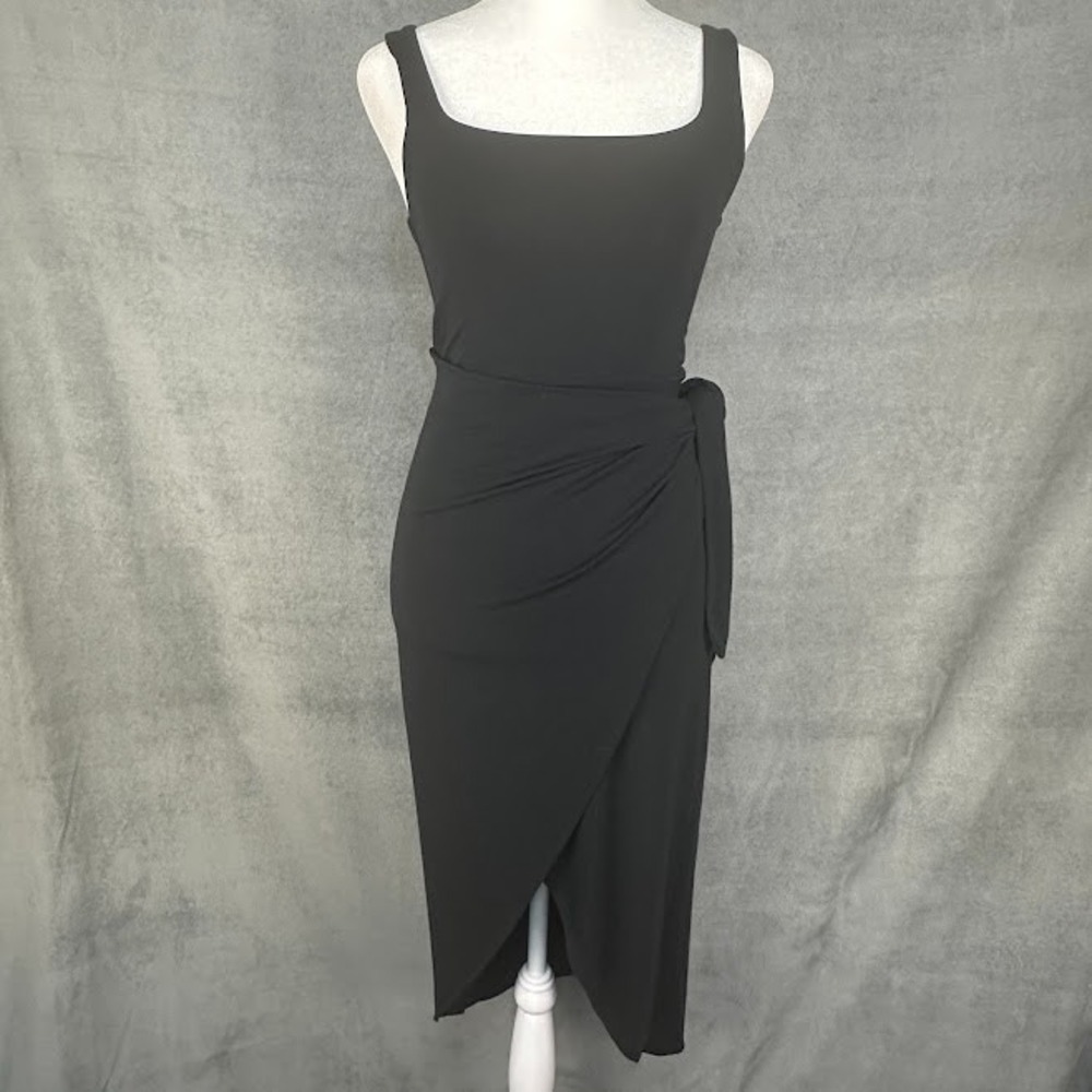 Artizia Wilfred Dress Women Extra Small Black Wrap Sleeveless Stretch Minimalist